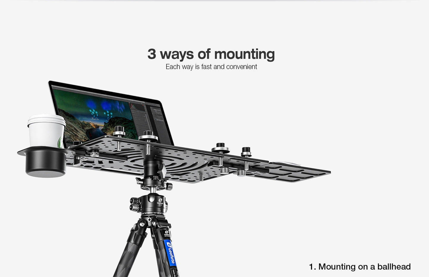 Leofoto LCH-3Kit laptop tray (includes mouse deck and cup holder)