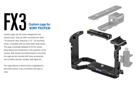 Leofoto Sony FX3 Camera Cage & FX3-XLR Handle Extension