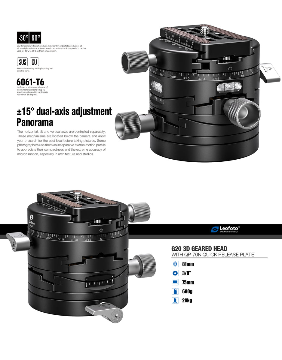 Leofoto G20 3 axes geared head – photosphere.sg