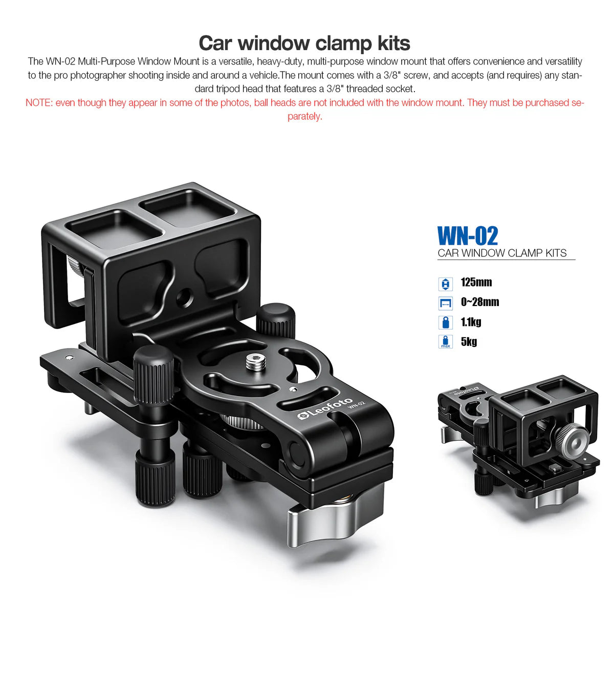 Leofoto WN-02 Safari Window clamp