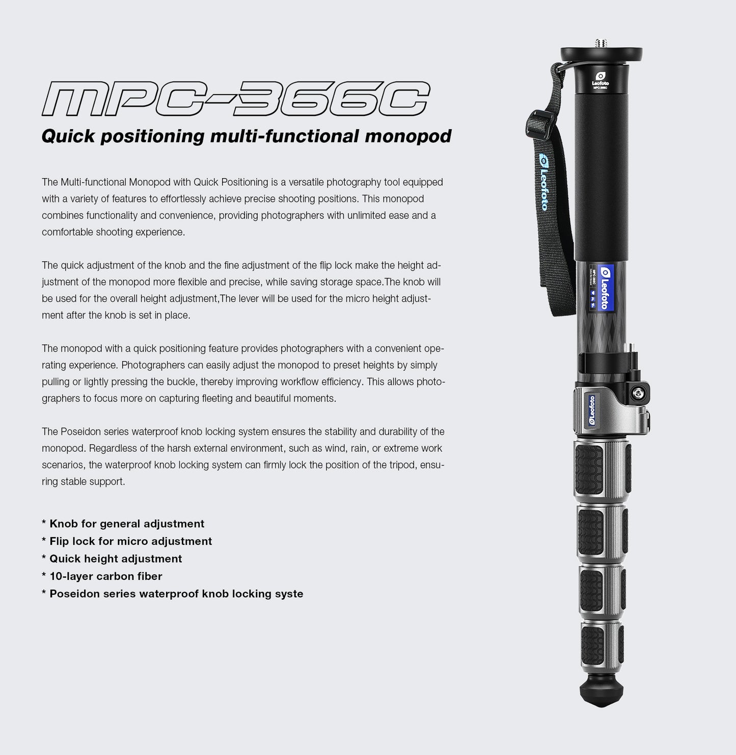Leofoto MPC-326C/MPC-366C monopod