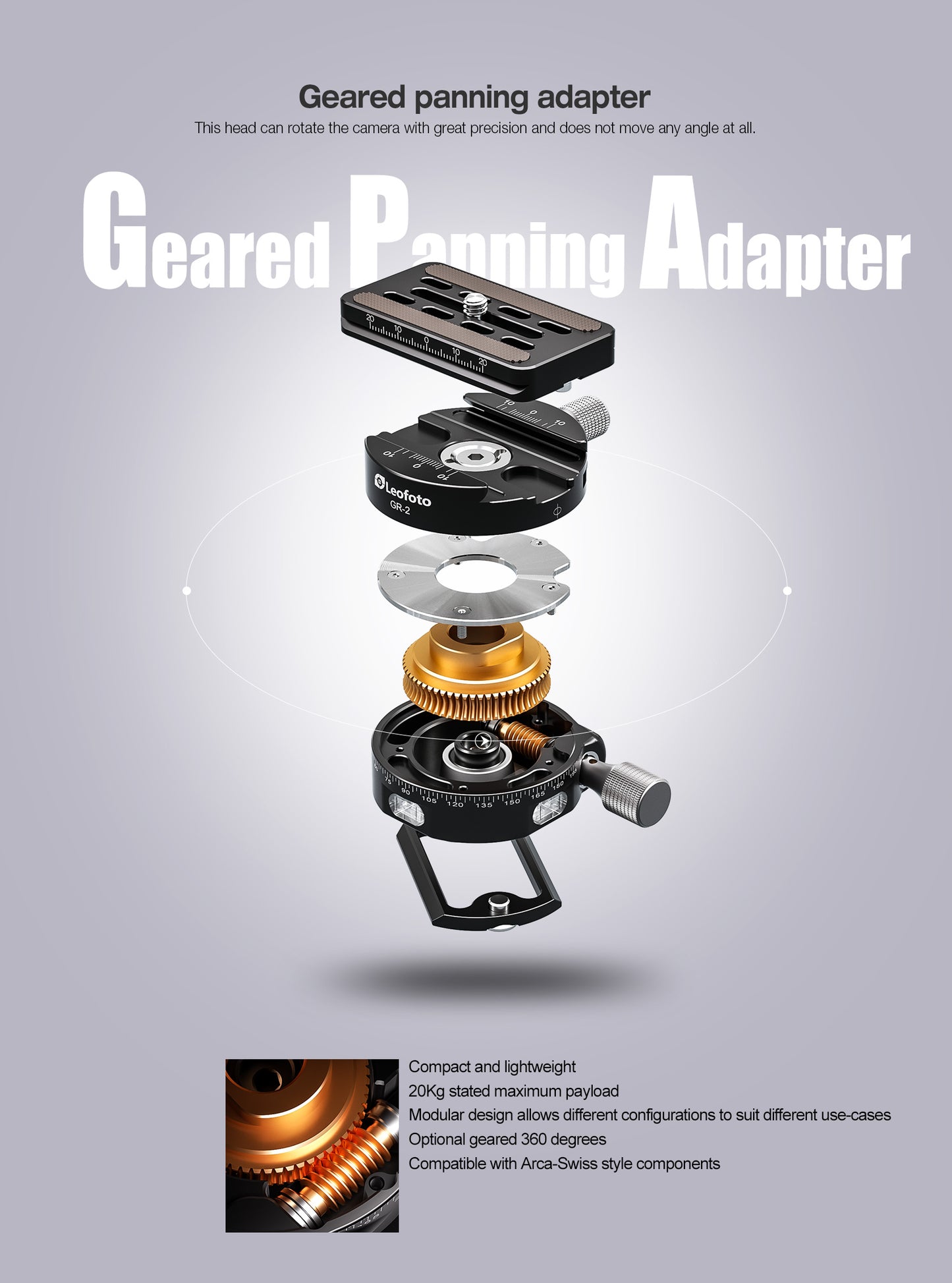 Leofoto GR-2 geared panning clamp