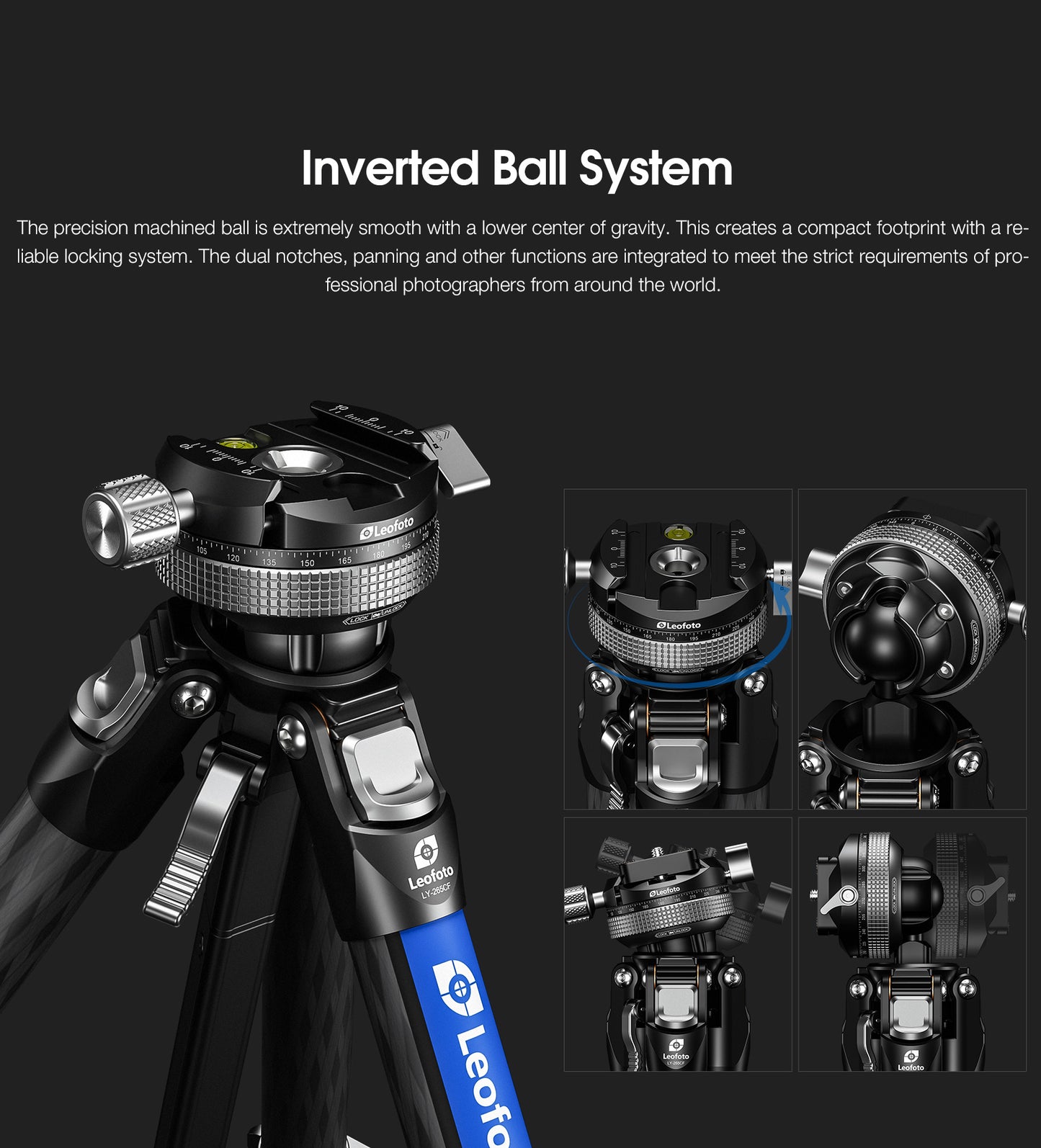 Leofoto "Mr Y" Tripod LY-265CF travel tripod with inverted ballhead (Black)