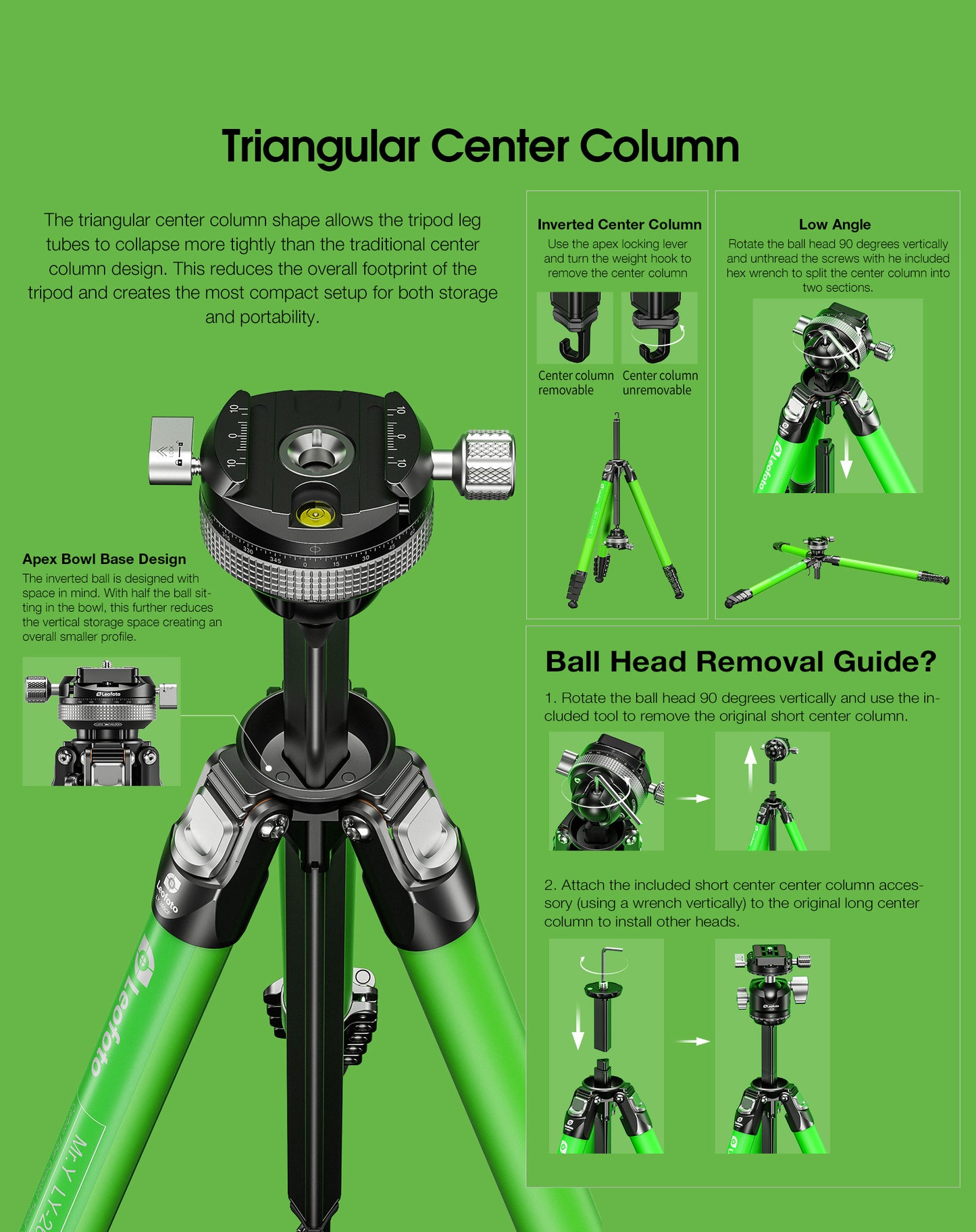 Leofoto "Mr Y" Tripod LY-265CF travel tripod with inverted ballhead (Black)