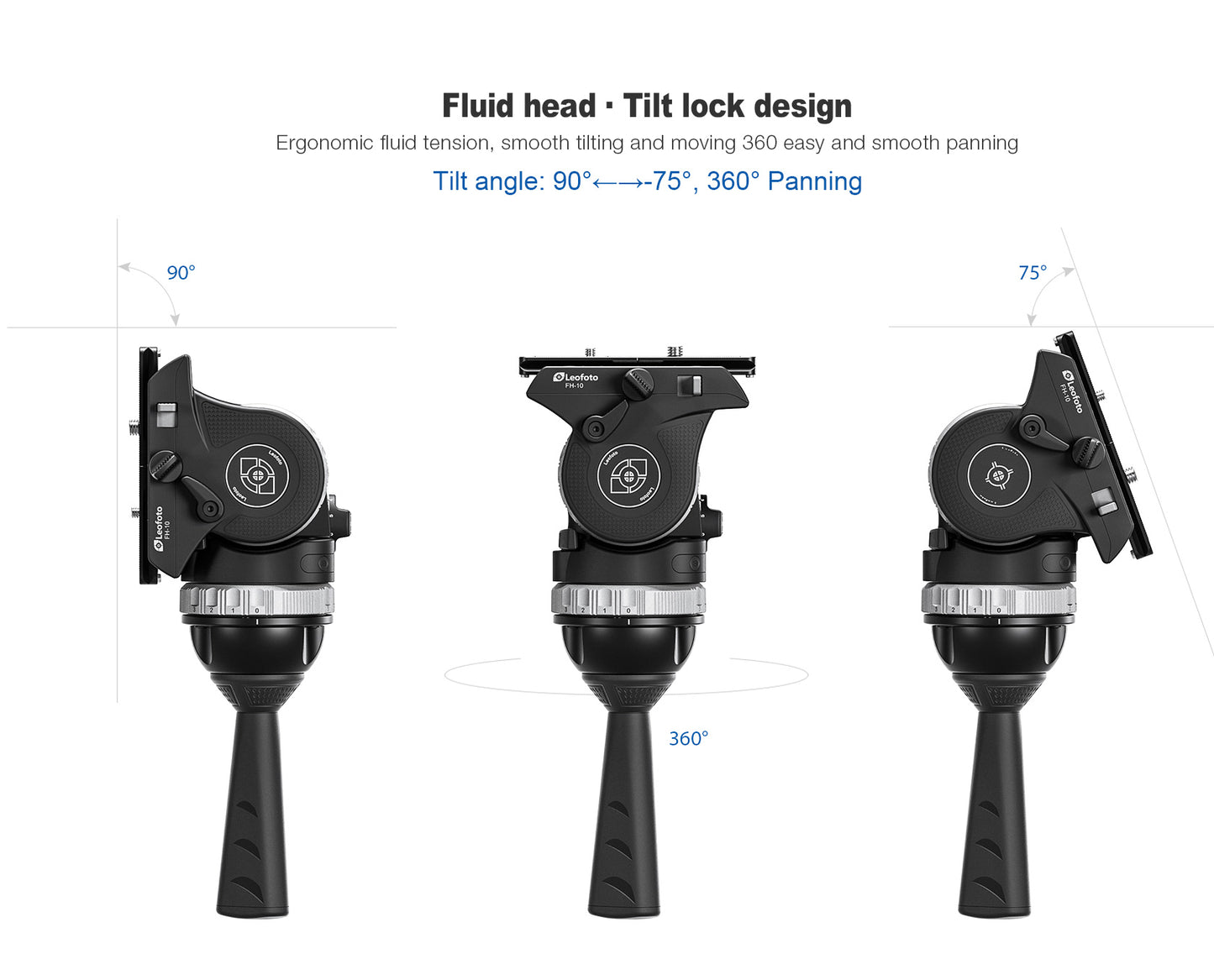 Leofoto FH-10 (leveller)/FH-10P(flat base) 75mm bowl fluid head with counterbalance (2024)