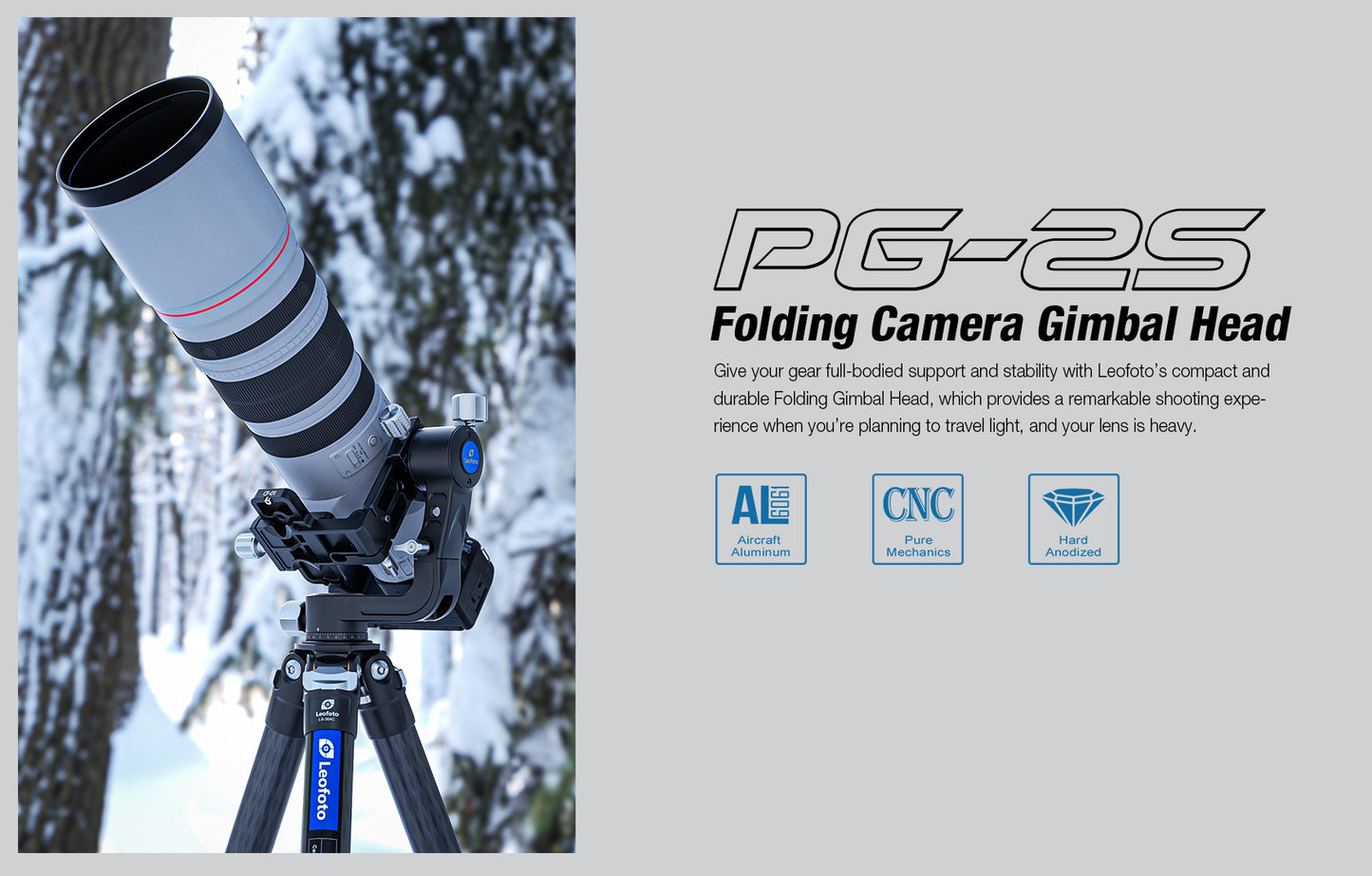 Leofoto PG-2/2s Foldable Travel Fluid-Gimbal Head