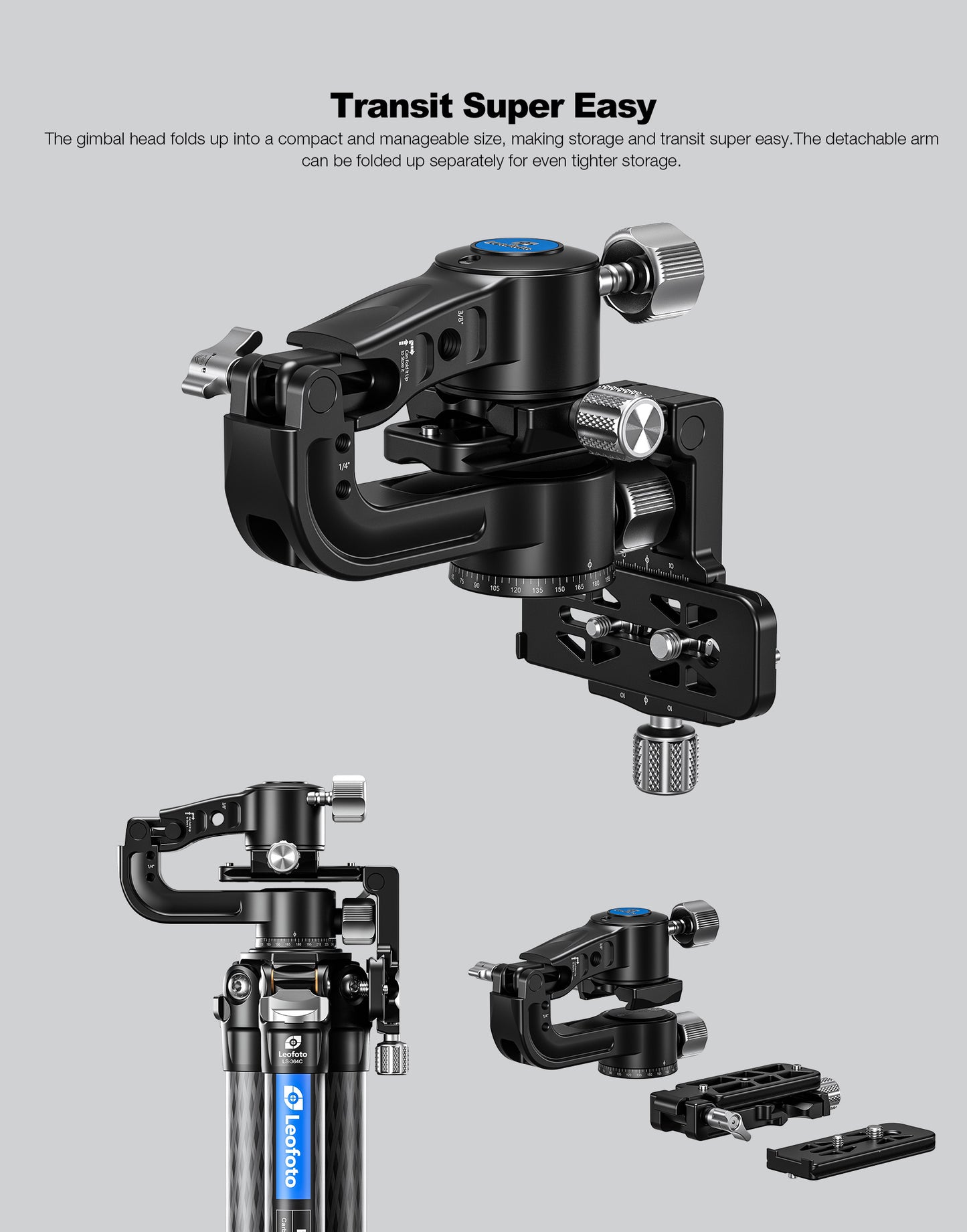 Leofoto PG-2/2s Foldable Travel Fluid-Gimbal Head