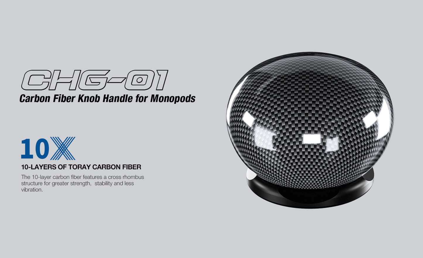 CHG-01 Carbon Fibre Knob handle for monopod (Black)
