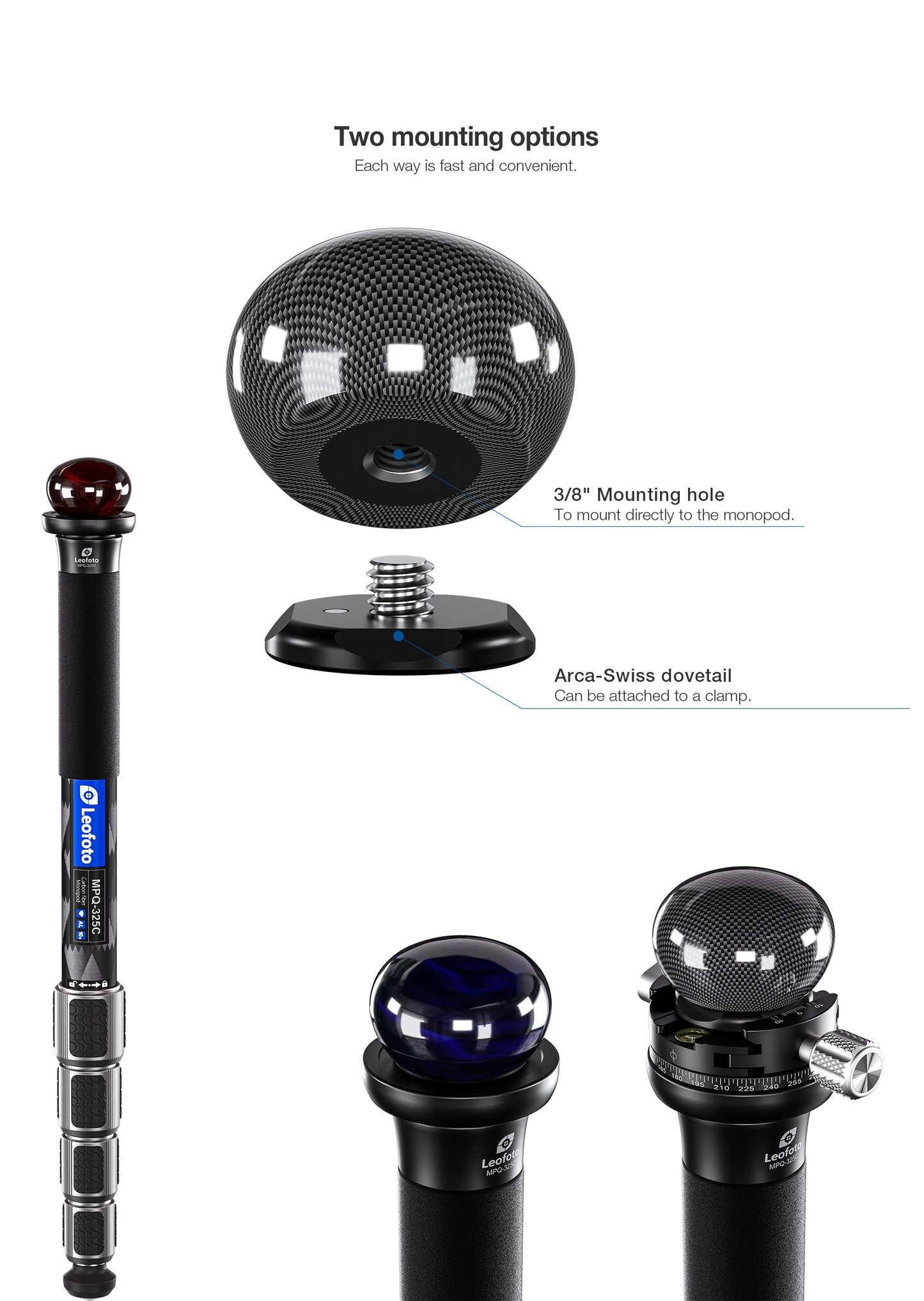 CHG-01 Carbon Fibre Knob handle for monopod (Black)