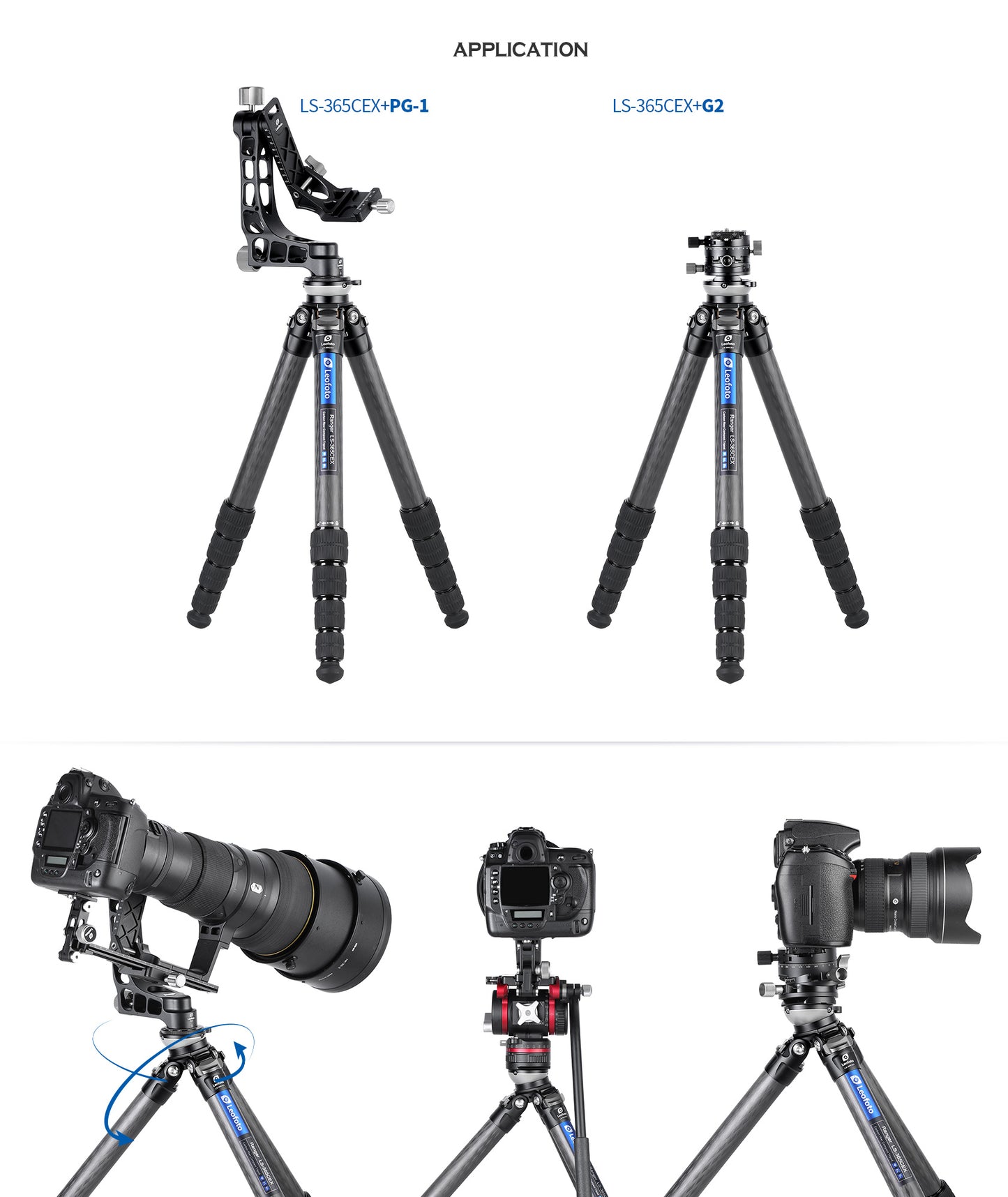 Leofoto Tripod LS-365CEX Carbon Fiber 5 Section with Built-in Leveling Base 15° Tilt