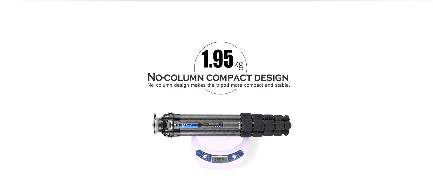 Leofoto Tripod LS-365CEX Carbon Fiber 5 Section with Built-in Leveling Base 15° Tilt