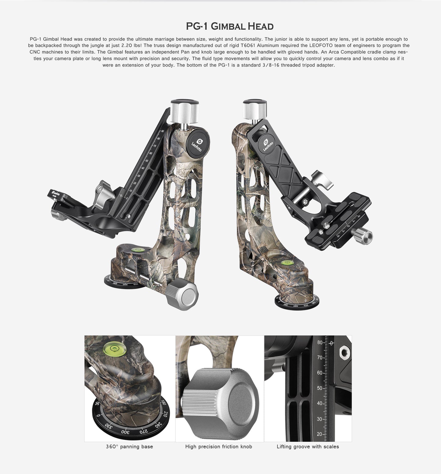 Leofoto Tripod LS-365CEX Full Camouflage + PG-1 Half Camouflaged Gimbal head