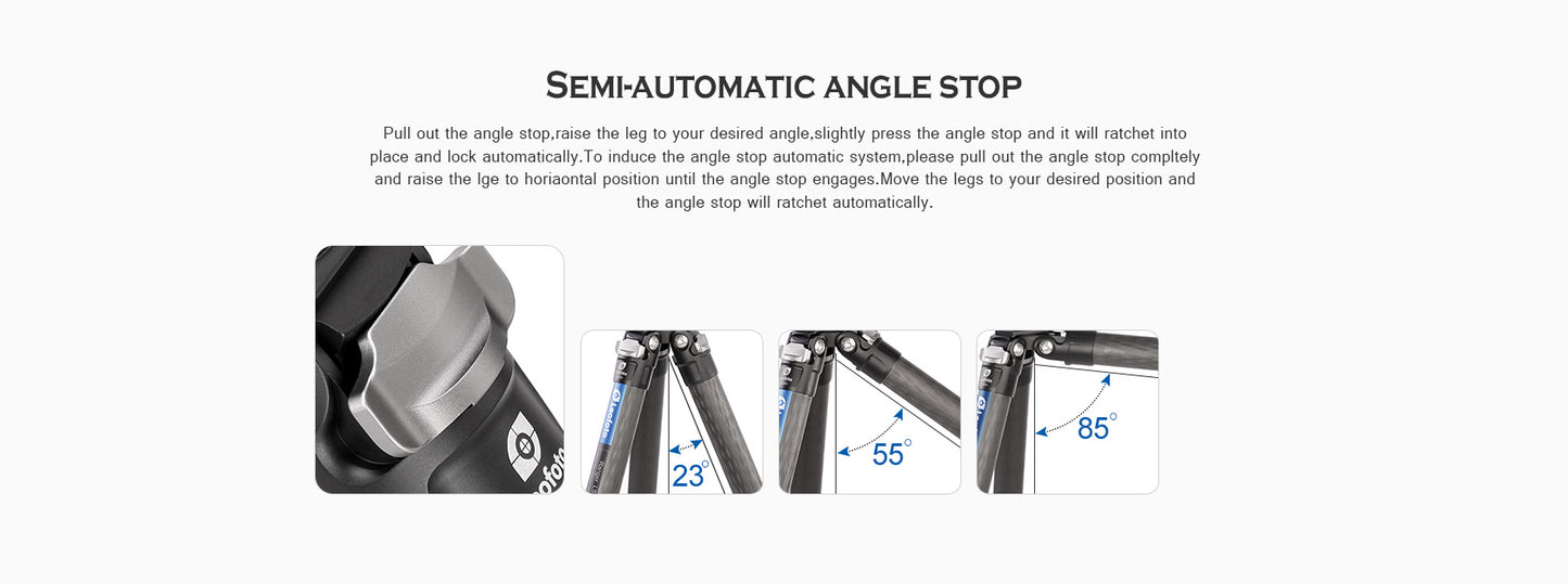 Leofoto Tripod LS-365CEX Carbon Fiber 5 Section with Built-in Leveling Base 15° Tilt