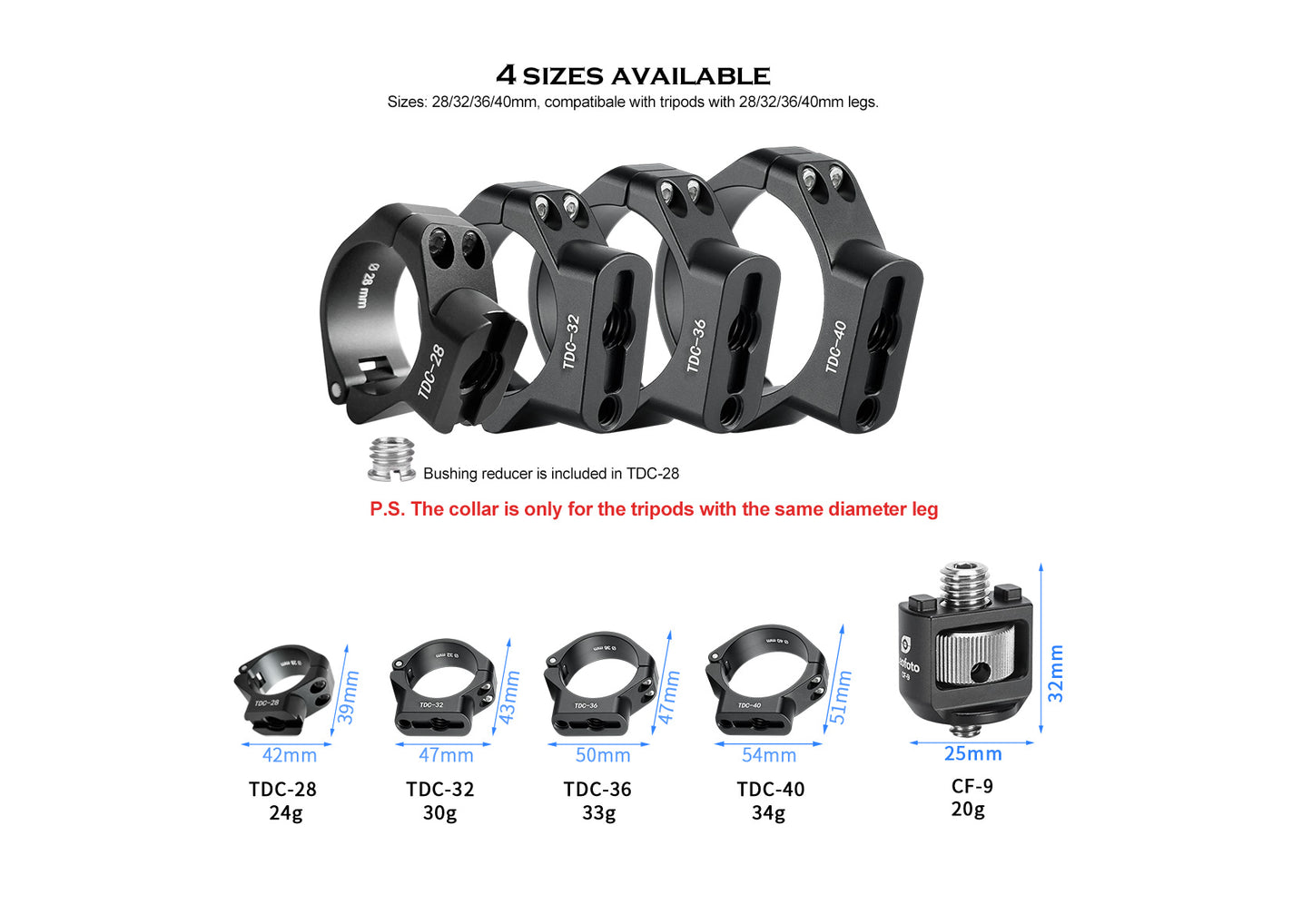Leofoto TDC Tripod threaded leg collar