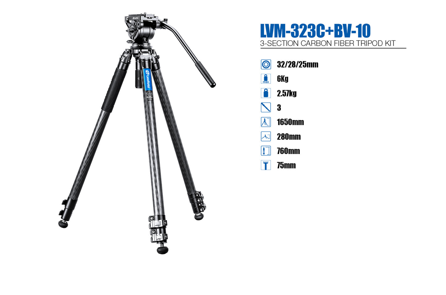 Leofoto Manba Tripod LVM-323C and BV-10/BV-15 Arca Swiss Fluid head
