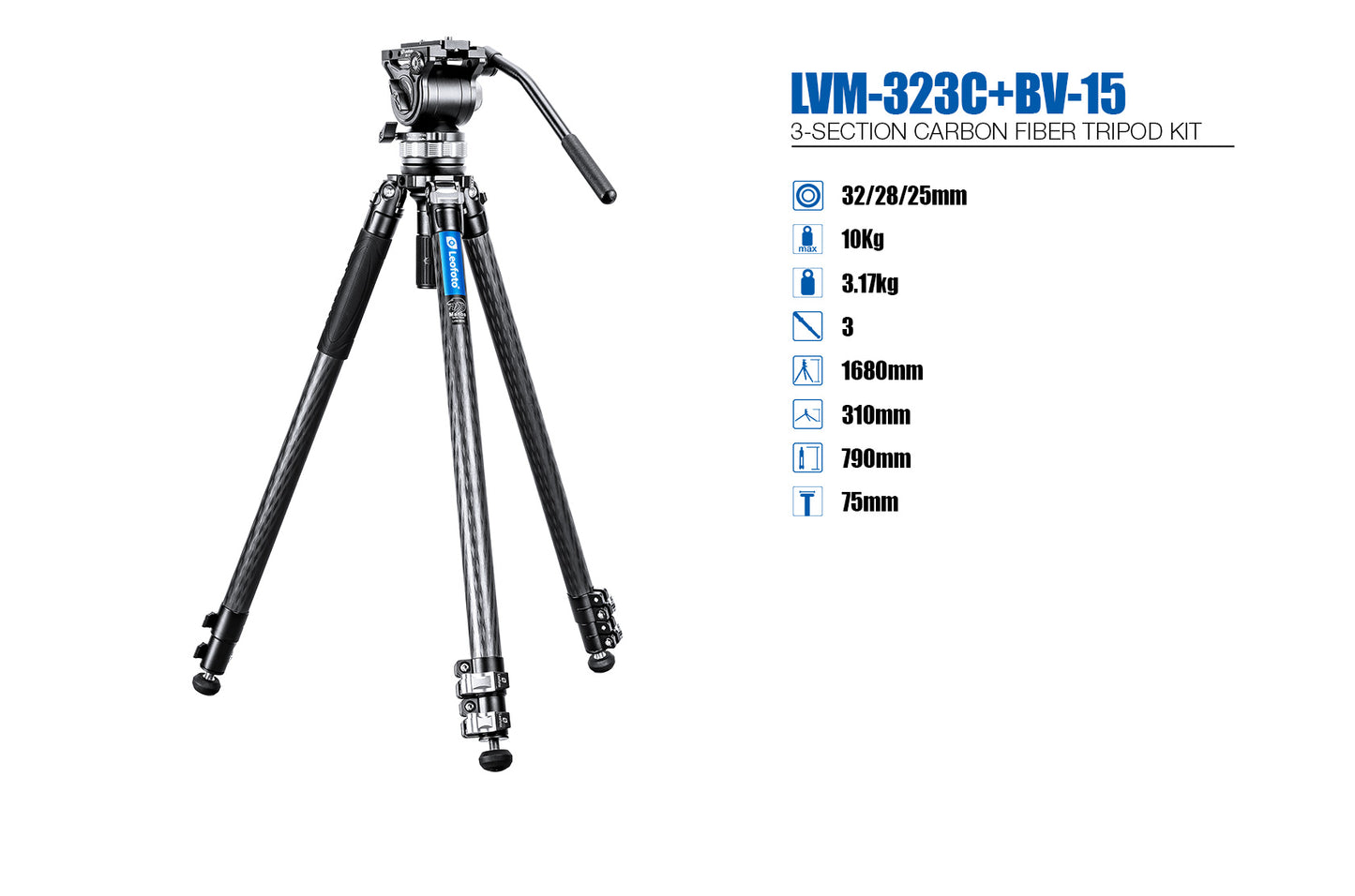 Leofoto Manba Tripod LVM-323C and BV-10/BV-15 Arca Swiss Fluid head