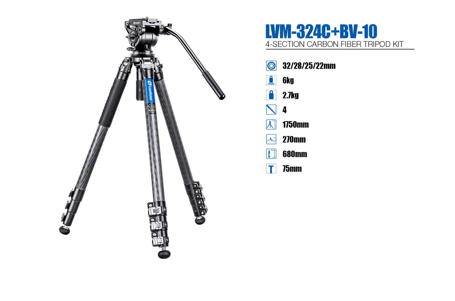 Leofoto Manba Tripod LVM-324C and BV-10/BV-15 Arca Swiss Fluid head