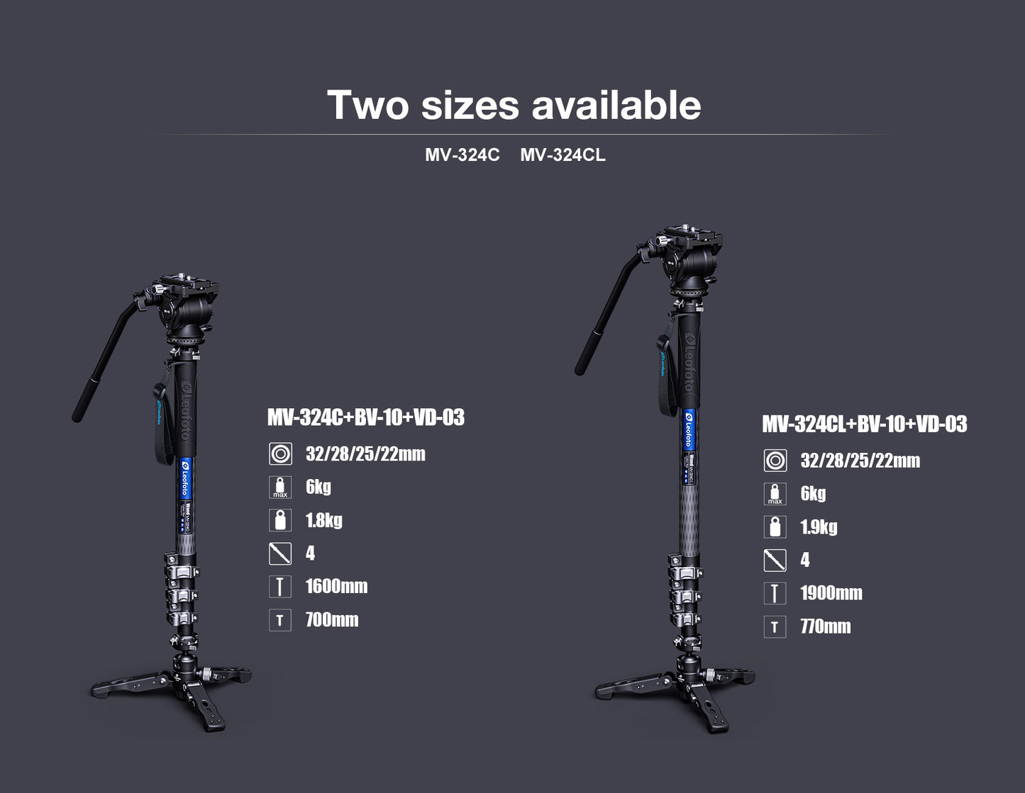 Leofoto Manba Monopod MV-324C and BV-10