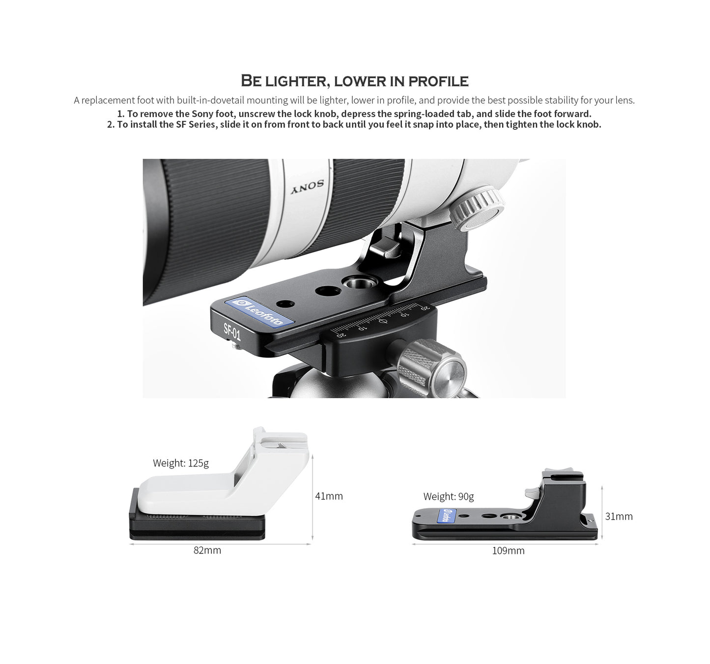 Leofoto Lens Foot For Sony Lenses SF-01, SF-02N, SF-03