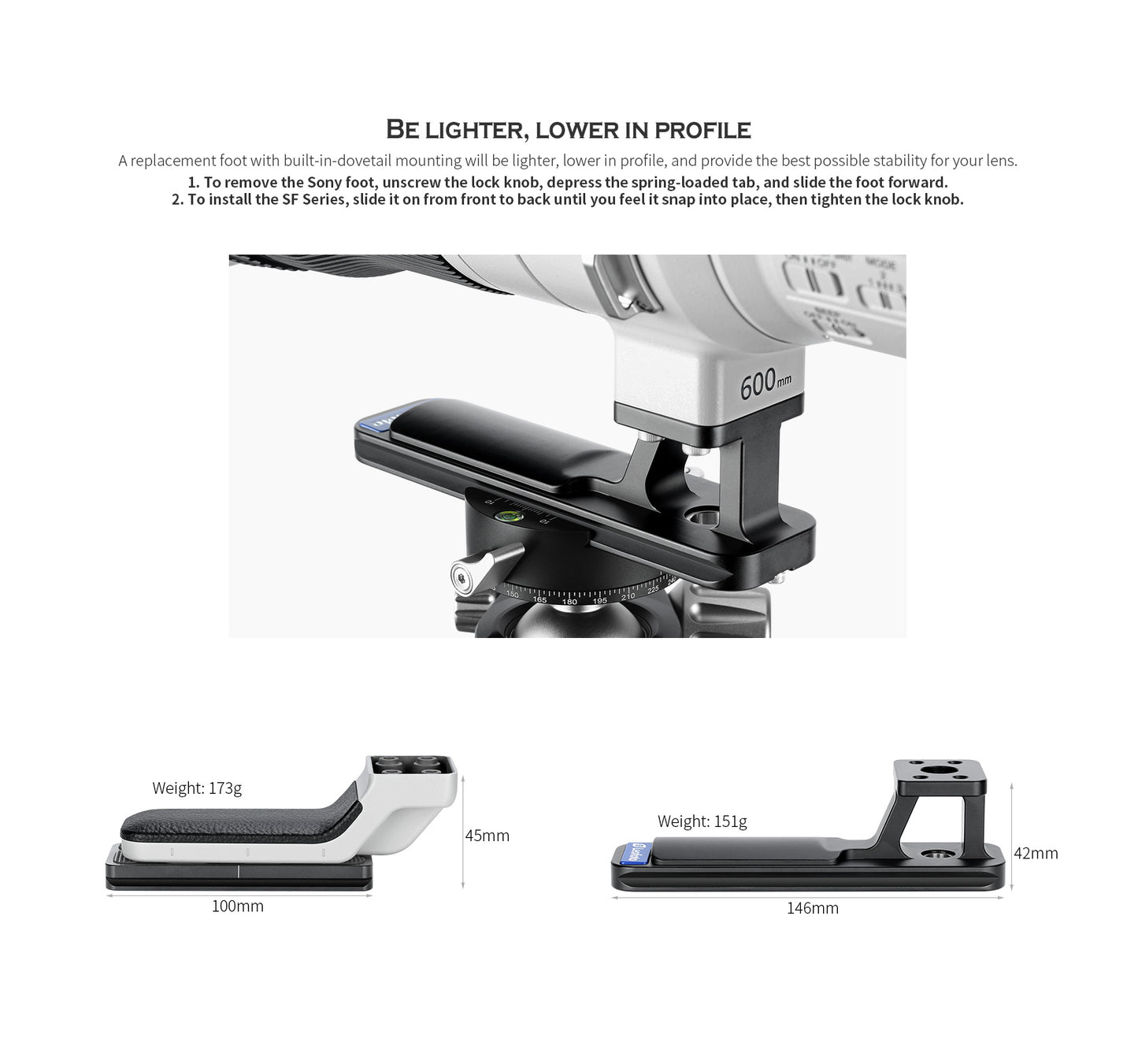 Leofoto Lens Foot For Sony Lenses SF-01, SF-02N, SF-03