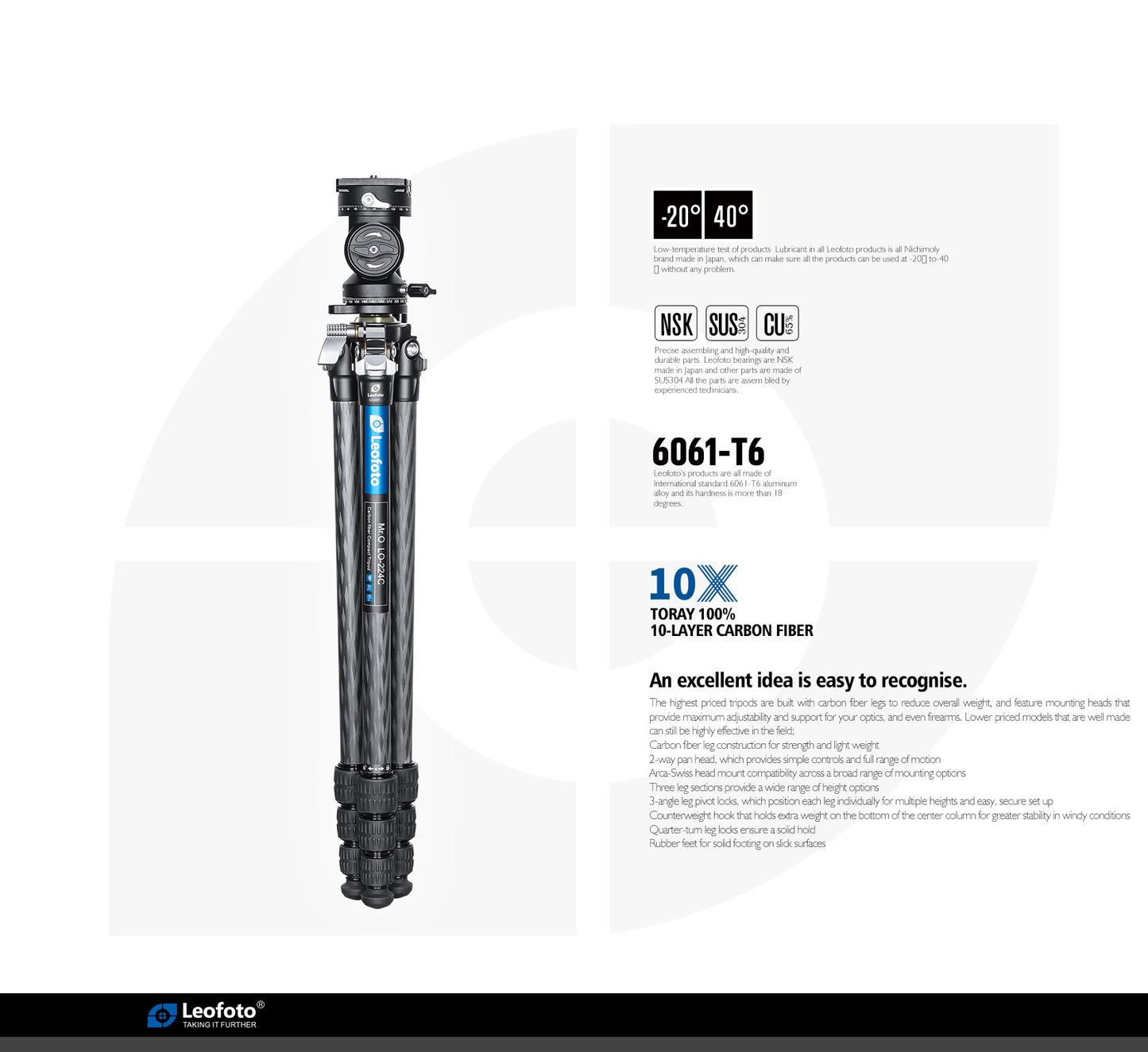 Leofoto Tripod LO-224C + BV-1R