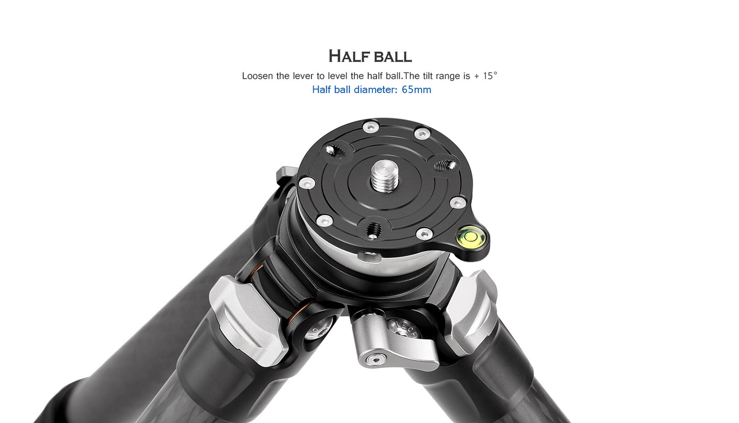 Leofoto Tripod LS-365CEX Carbon Fiber 5 Section with Built-in Leveling Base 15° Tilt
