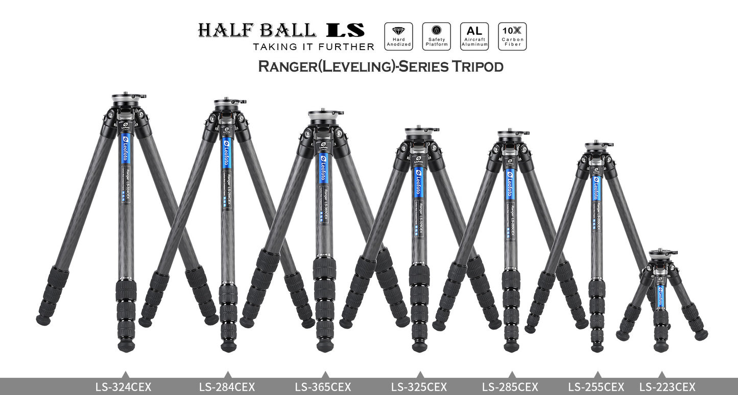 Leofoto Tripod LS-365CEX Carbon Fiber 5 Section with Built-in Leveling Base 15° Tilt