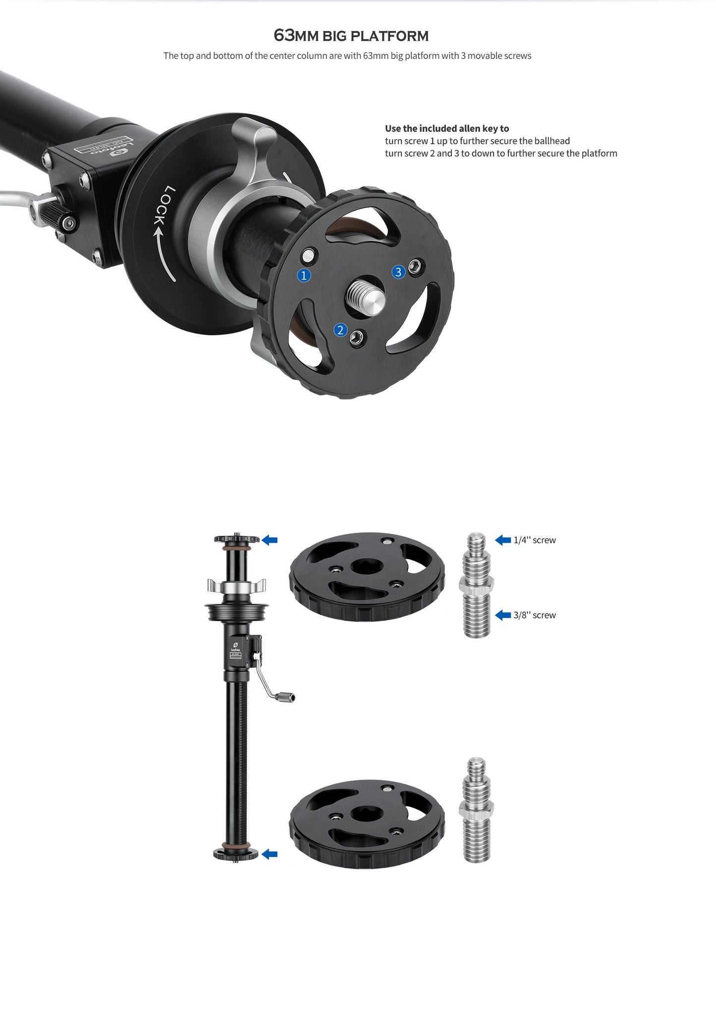 Leofoto GC-364C/GC-404C (Geared Center Column) for Summit series