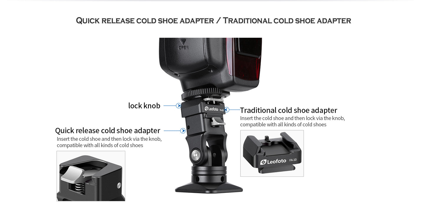 Leofoto FA-14 & FA-10 flash quick release system adapter - photosphere.sg