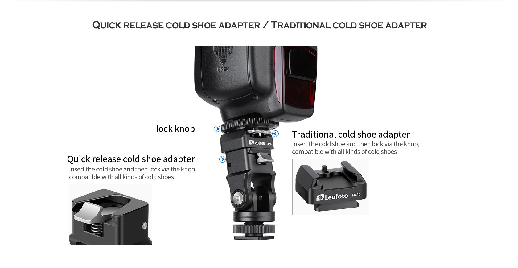 Leofoto FA-15 & FA-10 flash quick release system adapter - photosphere.sg