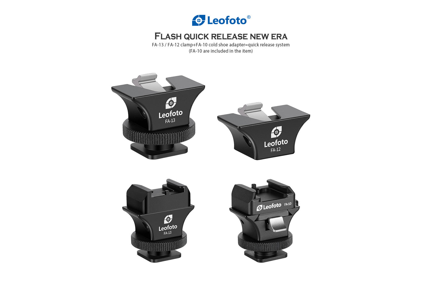 Leofoto FA-12+FA-10 and FA-13+FA-10 flash quick release system - photosphere.sg