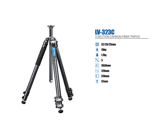 Leofoto Manba Tripod LV-323C and BV-10 Arca Swiss Fluid head