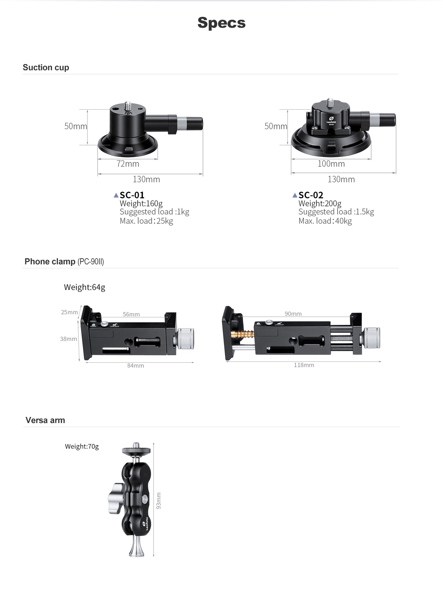 Leofoto SC-01/SC-01 kit suction cup