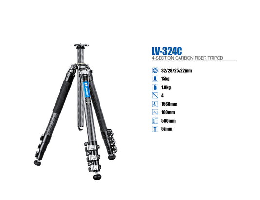 Leofoto Manba Tripod LV-324C and BV-10 Arca Swiss Fluid head