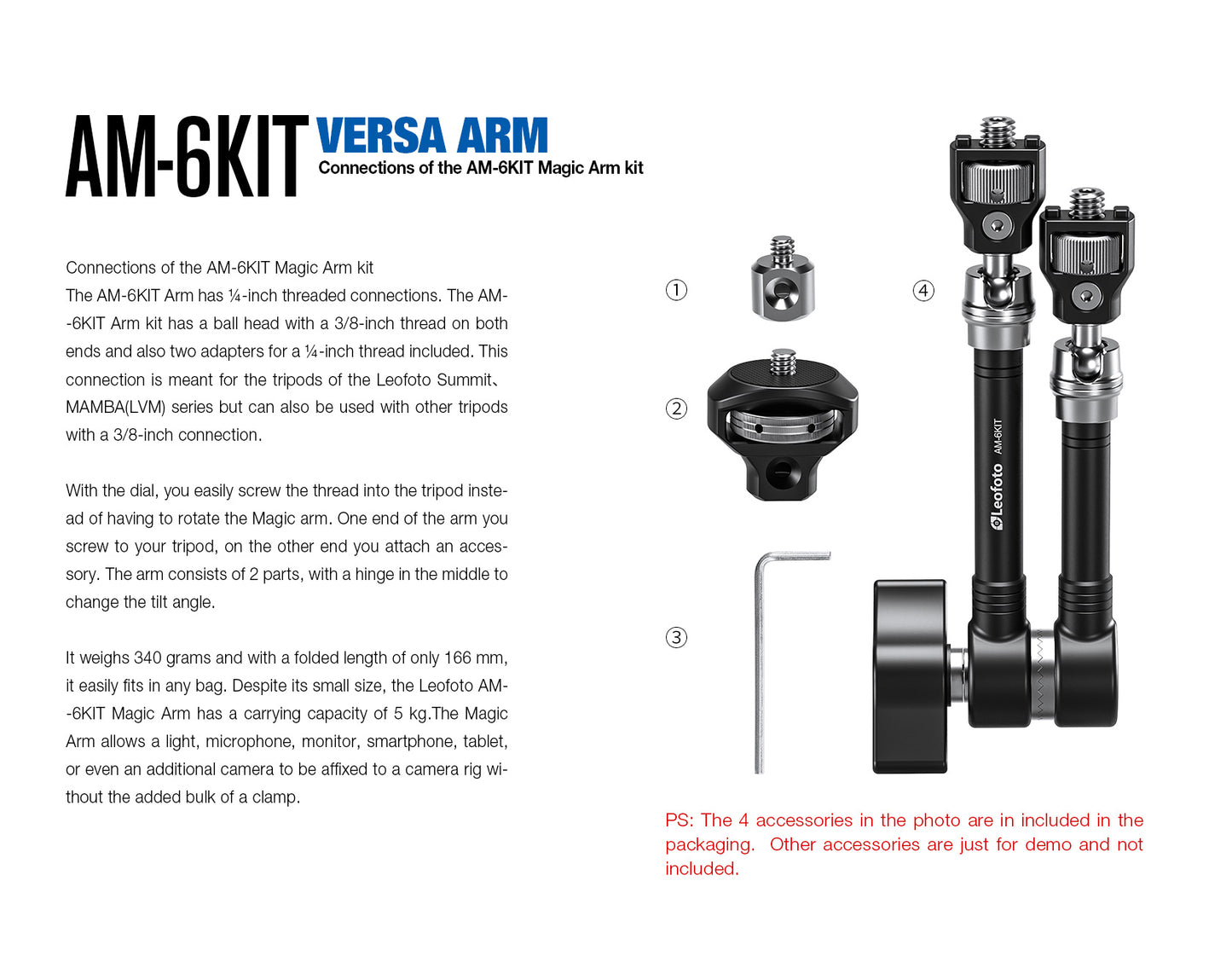 Leofoto AM-6Kit (Heavy Duty) Magic Arm