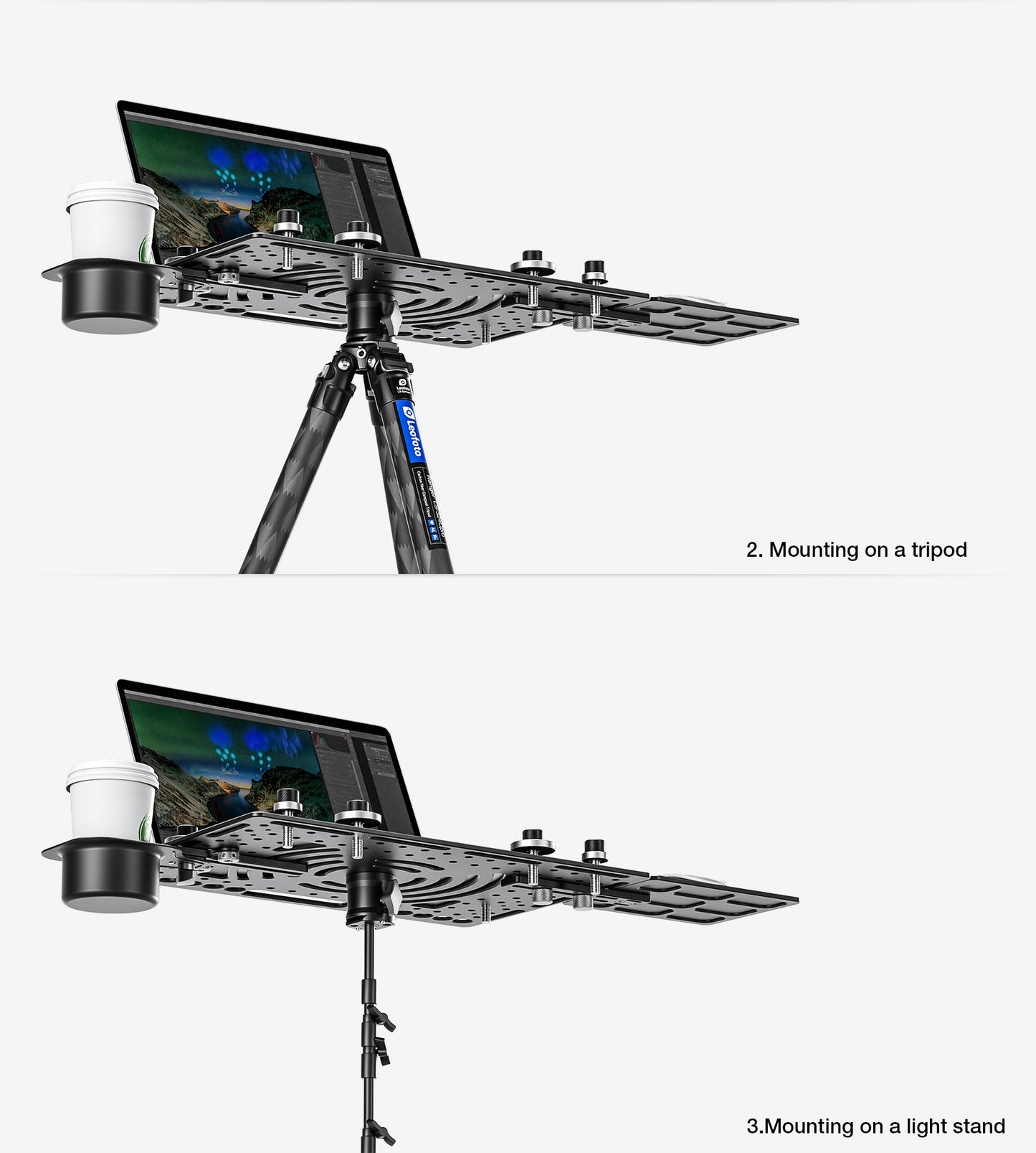 Leofoto LCH-3Kit laptop tray (includes mouse deck and cup holder)