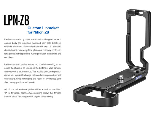 Leofoto LPN-Z8 L bracket for Nikon Z8