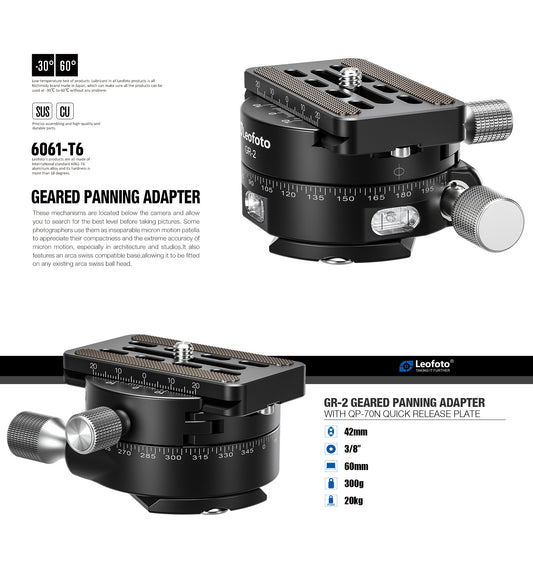 Leofoto GR-2 geared panning clamp