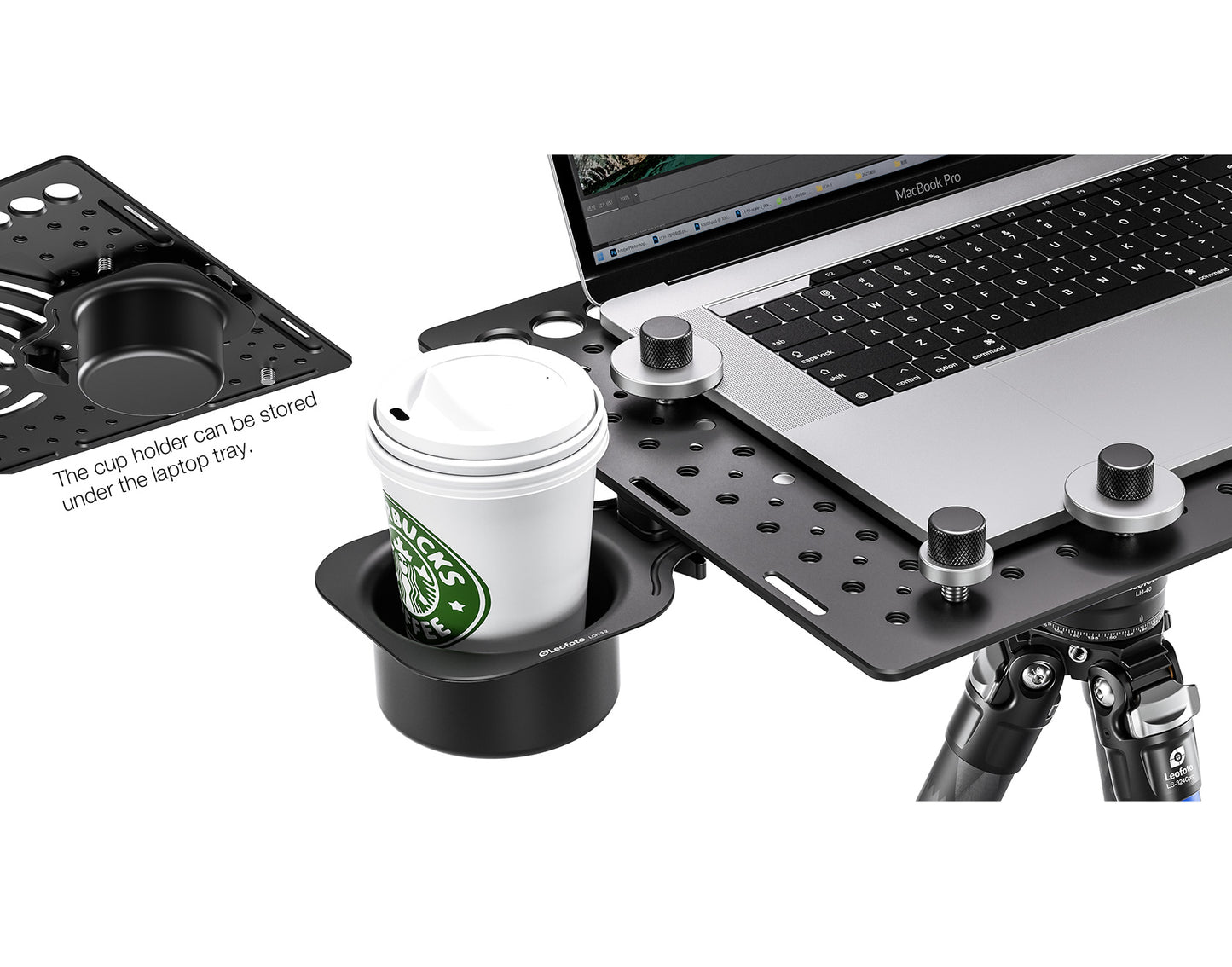 Leofoto LCH-3Kit laptop tray (includes mouse deck and cup holder)