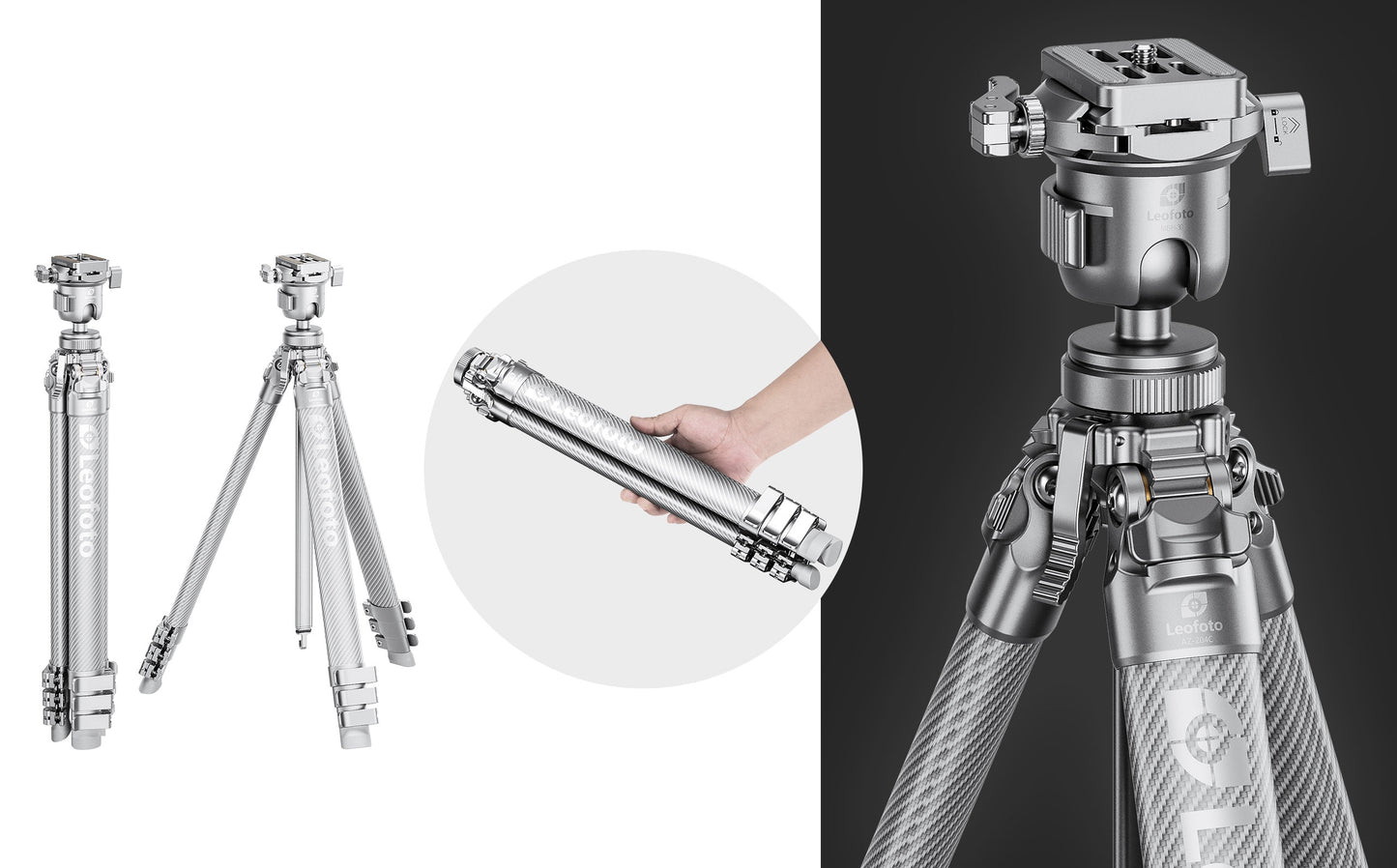 Leofoto "Azure" Full Silver AZ-204C Tripod with MBH-30 Ballhead