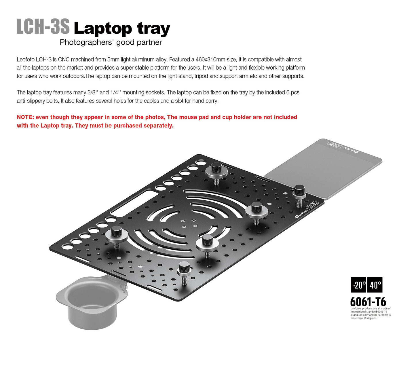 Leofoto LCH-3S laptop tray (modular)