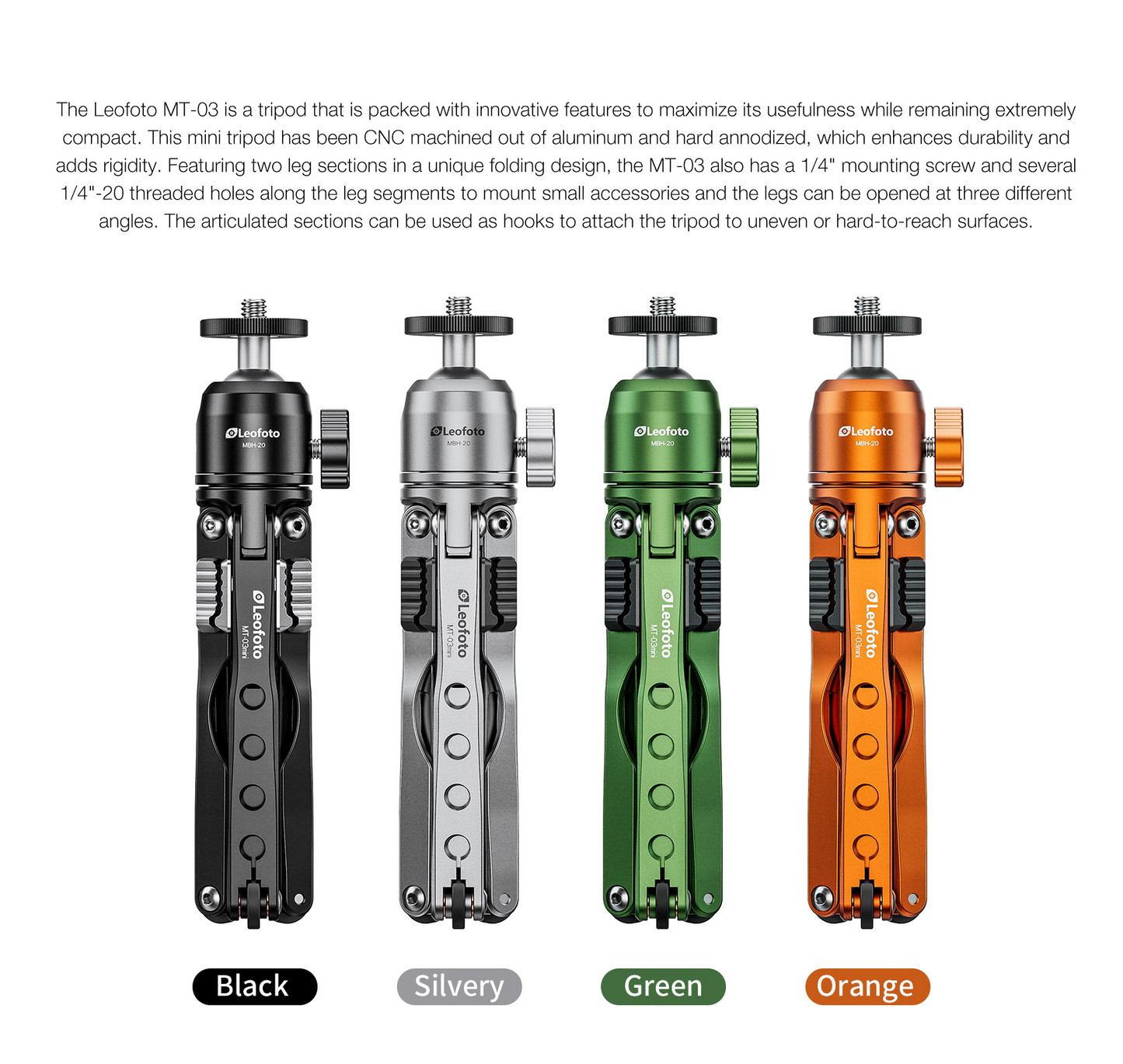 Leofoto Mini Tripod MT-03 Mini (2026) with Mini Ballhead MBH-20