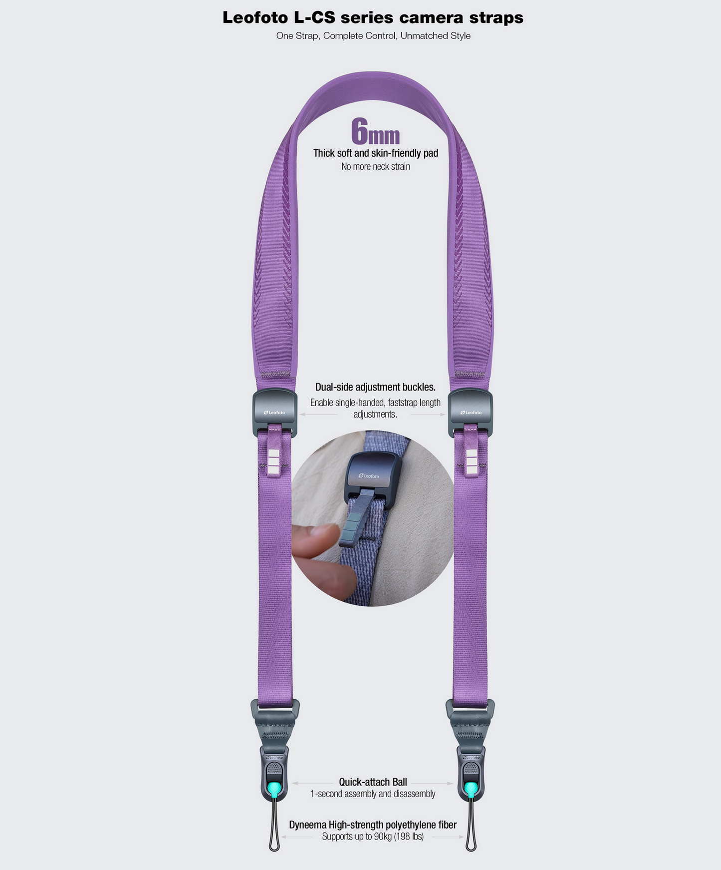 Leofoto L-CS-207/208/209/210 Microfibre camera strap