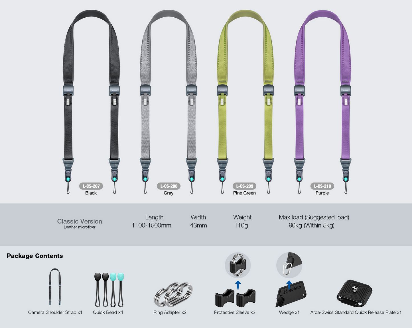 Leofoto L-CS-207/208/209/210 Microfibre camera strap