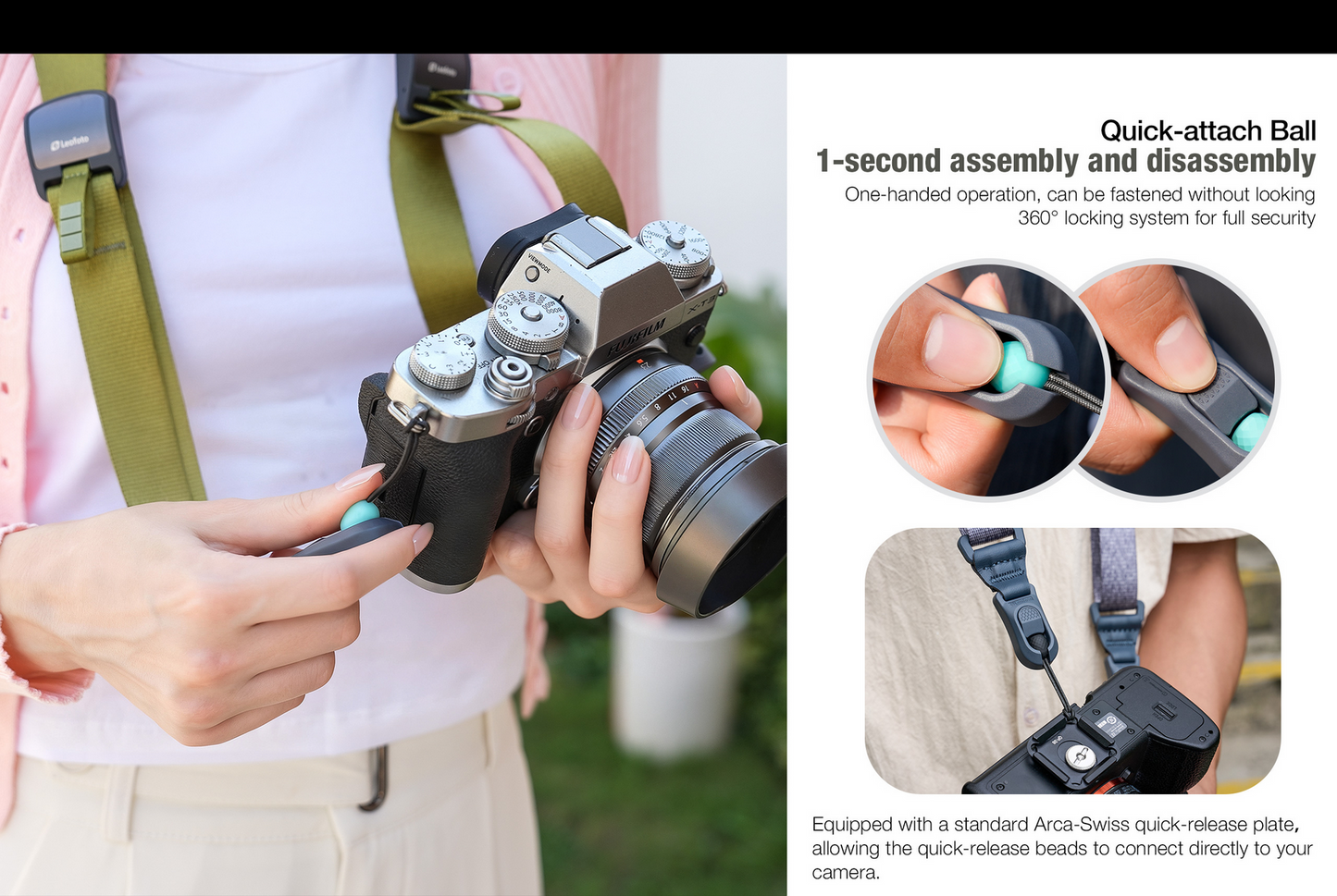 Leofoto L-CS-207/208/209/210 Microfibre camera strap