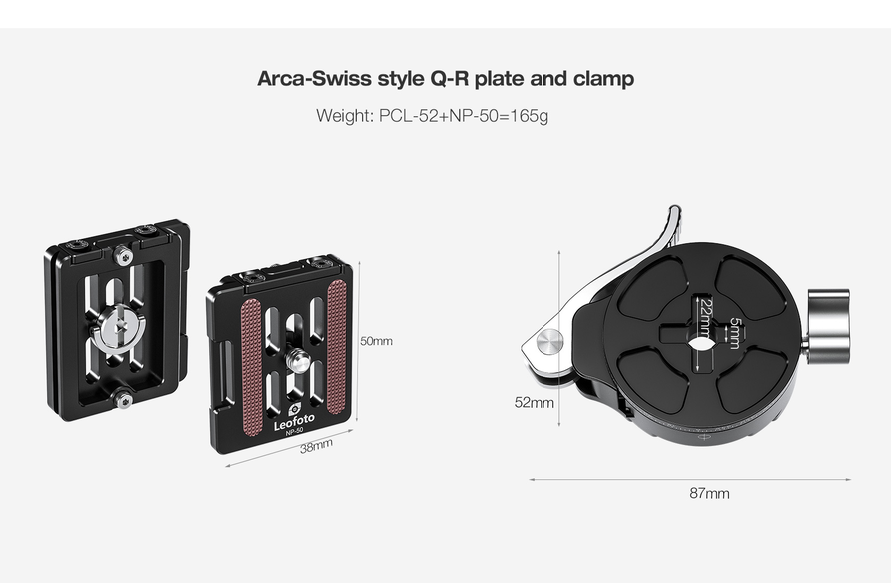 Leofoto PCL-52 Arca Swiss Quick Release Lever panoramic Clamp