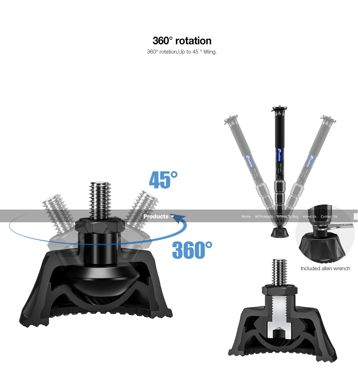 Leofoto 70mm suction cup foot for monopod