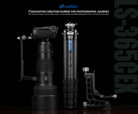 Leofoto Tripod LS-365CEX Carbon Fiber 5 Section with Built-in Leveling Base 15° Tilt