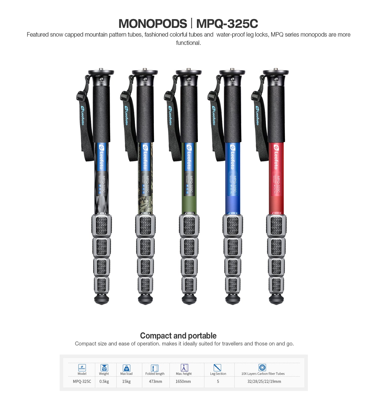 Leofoto MPQ-325C monopod (Camouflage version)