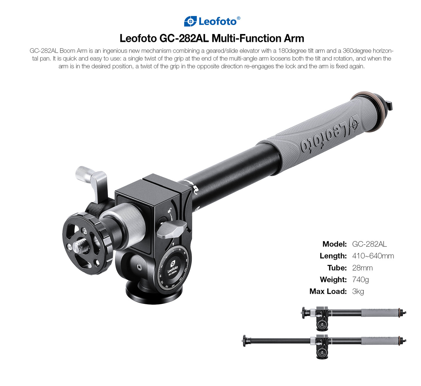 Leofoto GC-282AL geared articulating multi-function arm